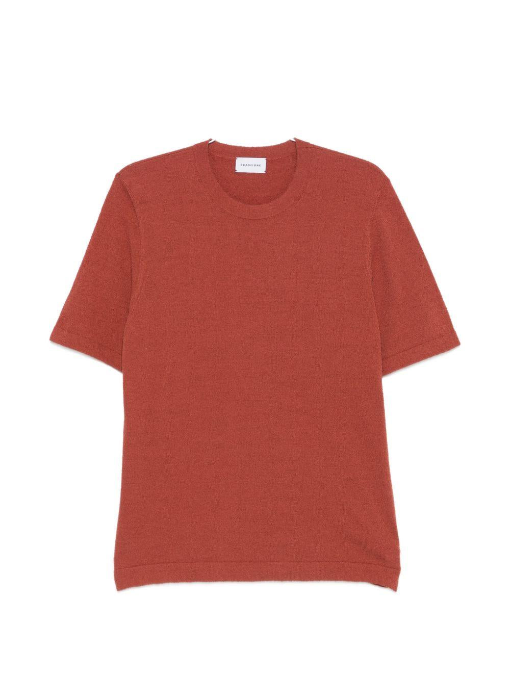 SCAGLIONE T-shirt in cotone rosso a maniche corte 