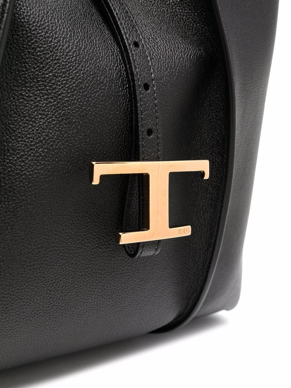 TODS Borsa in pelle nera con fibbia logo 