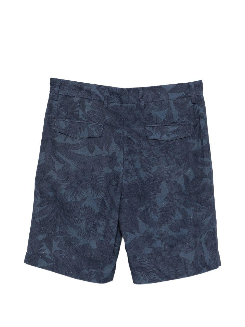 MYTHS Bermuda corti blu con stampa tono su tono 