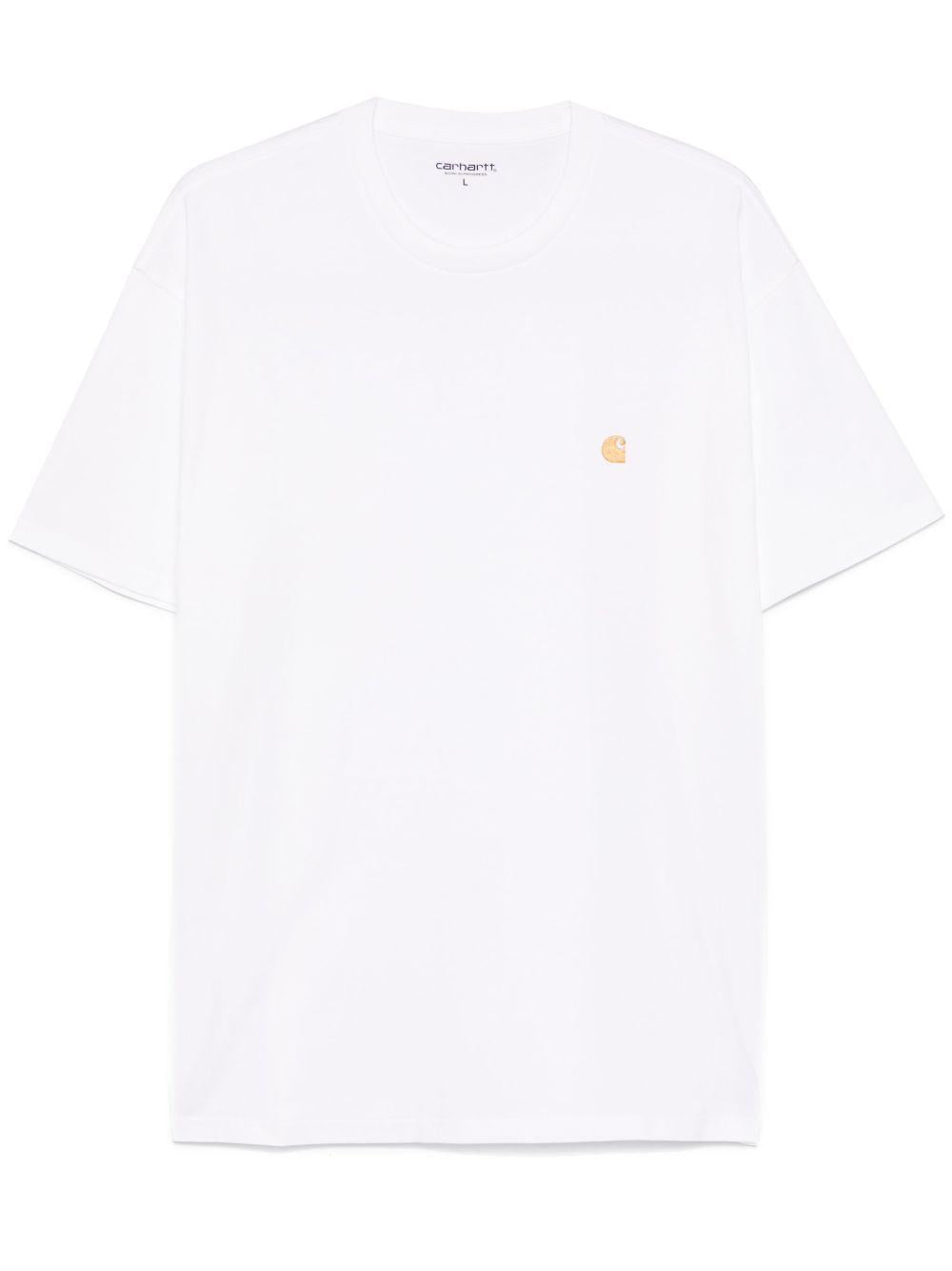 CARHARTT WIP T-Shirt 'Chase' girocollo in cotone bianco con logo<BR/> 