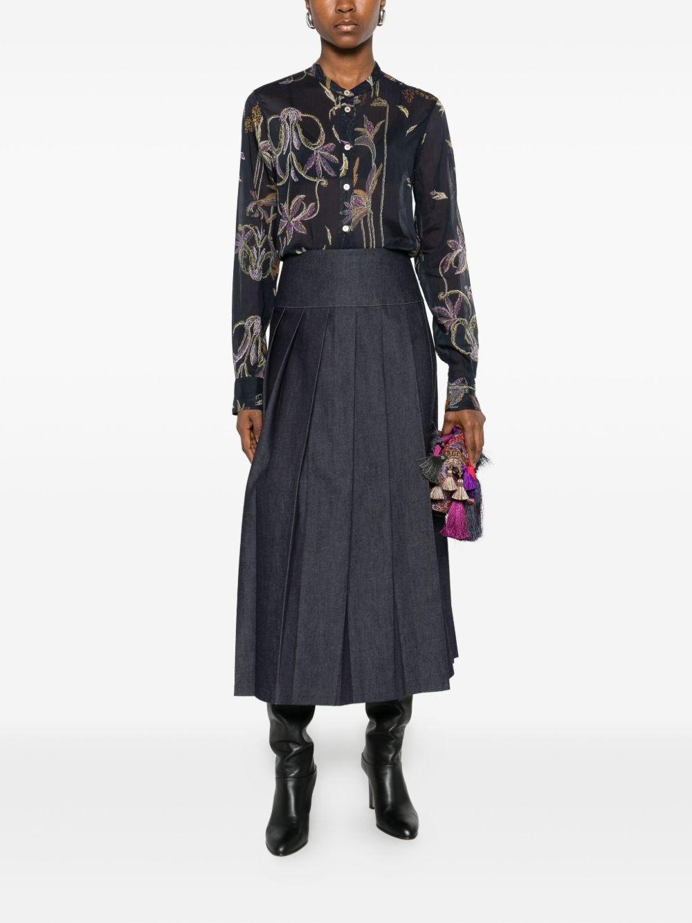 FORTE FORTE Camicia blu in cotone e seta 