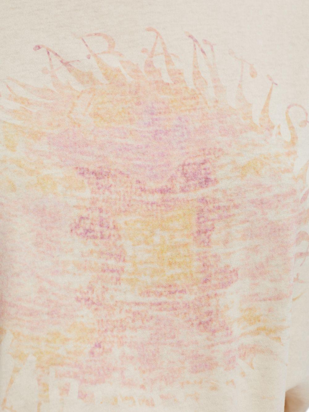 MARANT ETOILE T-shirt Ecru con stampa grafica astratta sul petto 