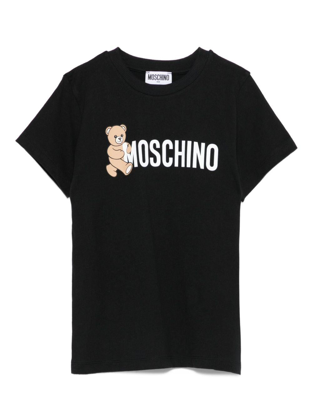 MOSCHINO T-shirt nera con stampa logo 
