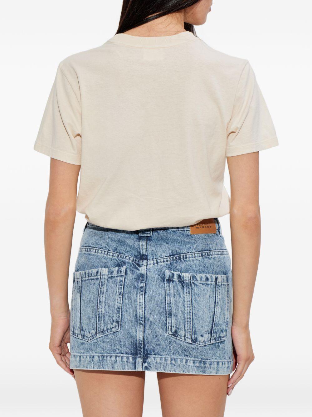 MARANT ETOILE T-shirt Ecru con stampa grafica astratta sul petto 