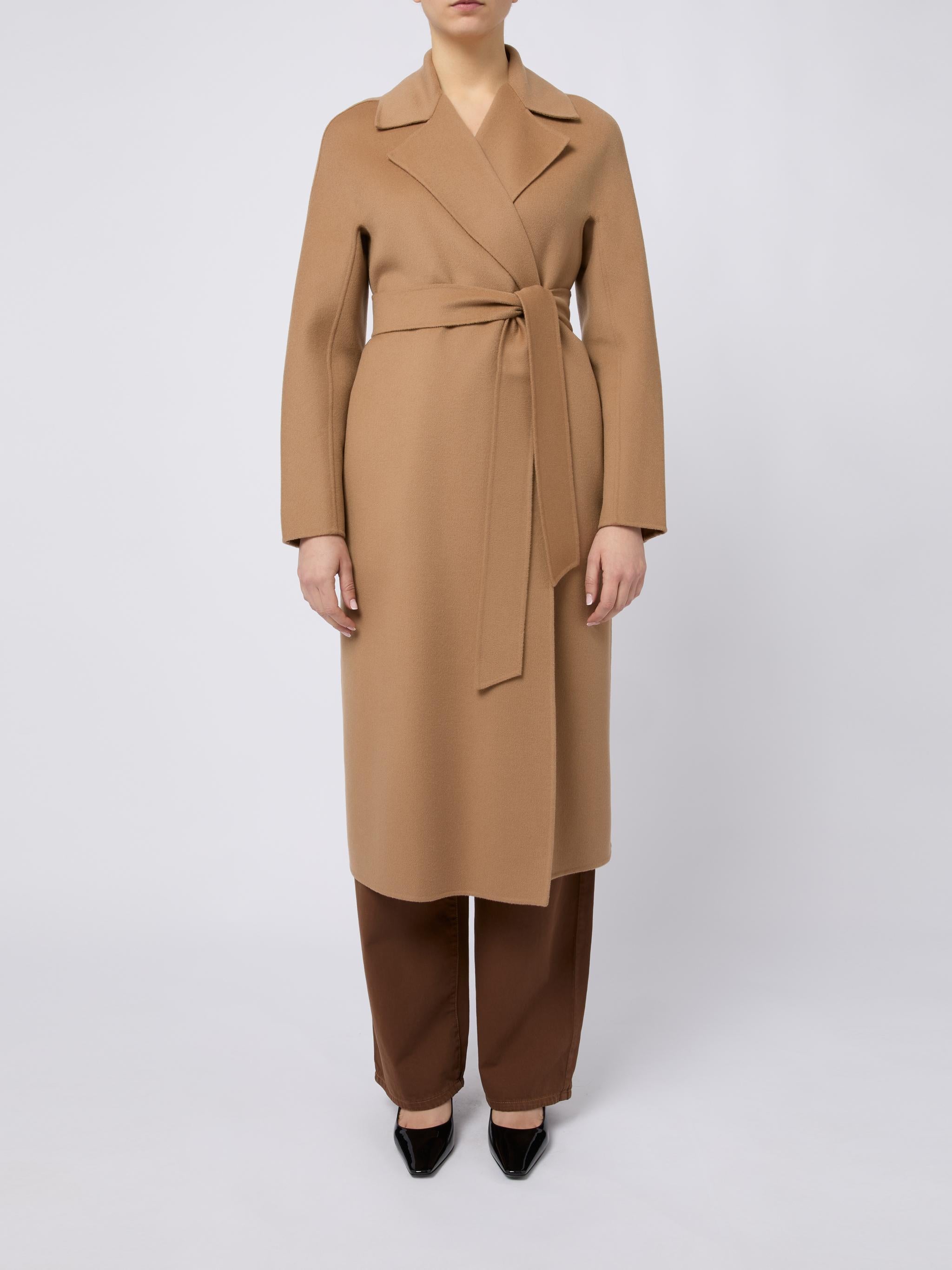 MAX MARA STUDIO Cappotto lungo Cles con cintura in vita cammello 