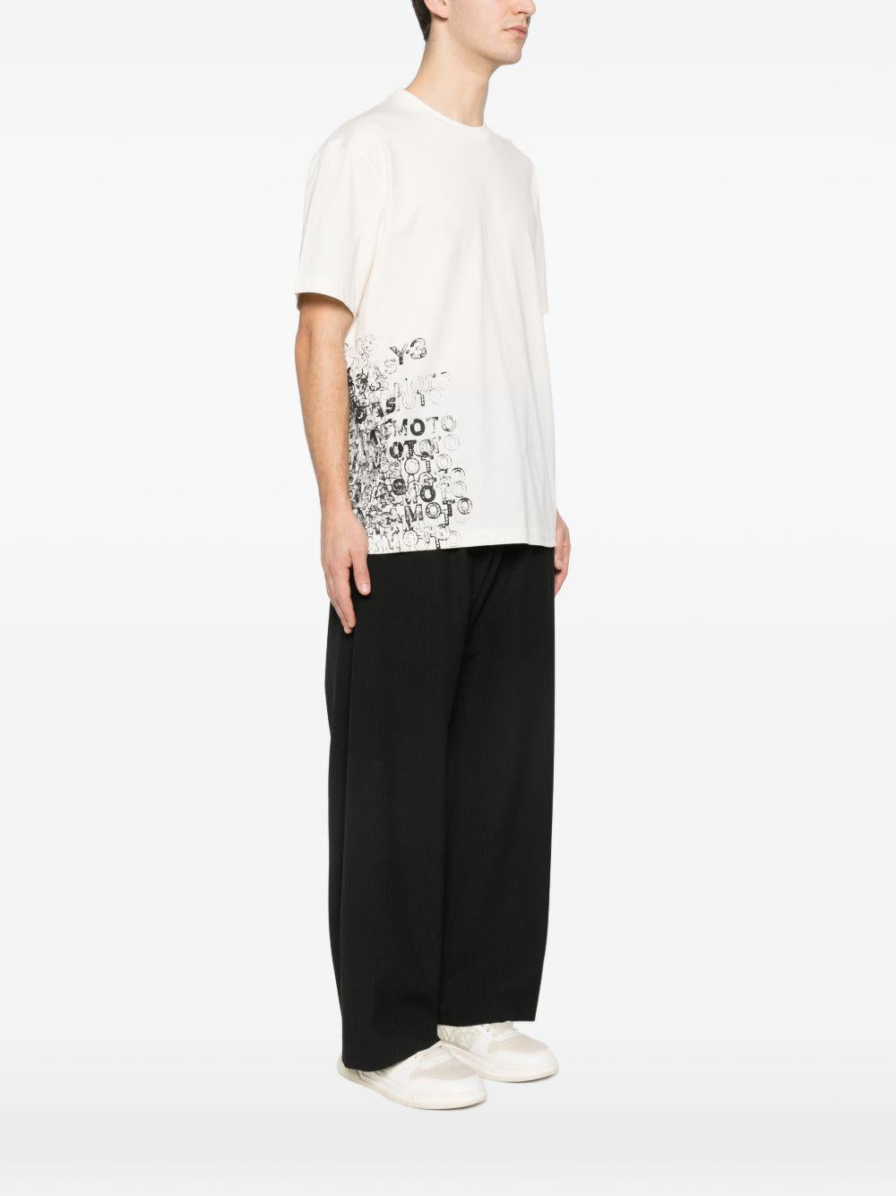Y3 T-shirt in cotone bianco con stampa nera 