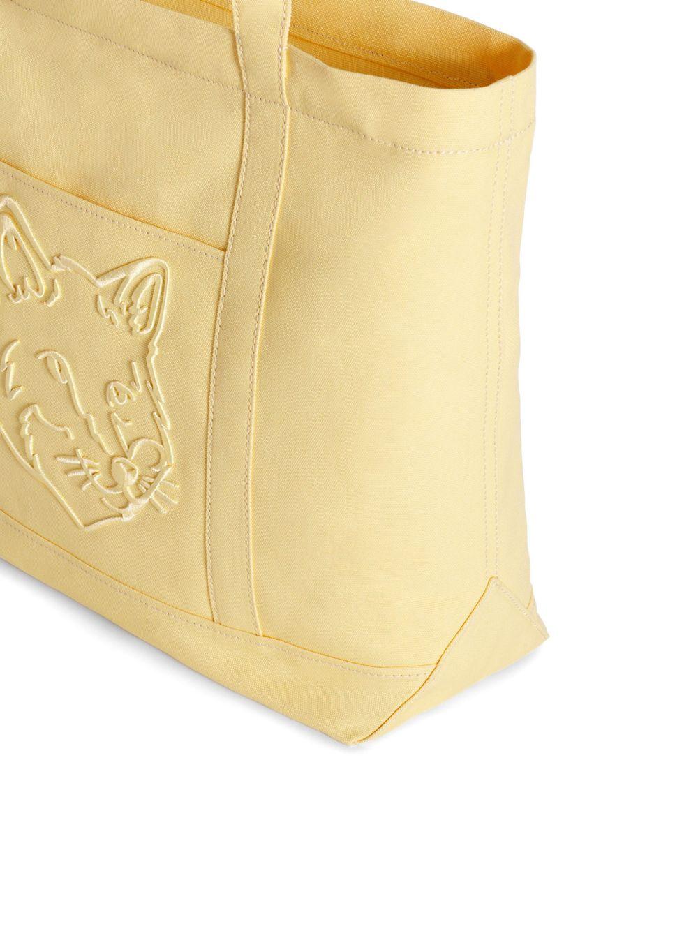 MAISON KITSUNE Borsa a mano con icona design ricamato giallo burro 