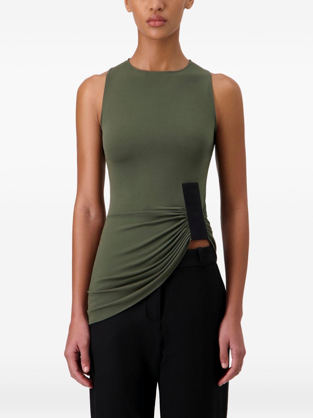 COPERNI Top Taped Suspended drappeggiato in tessuto verde 