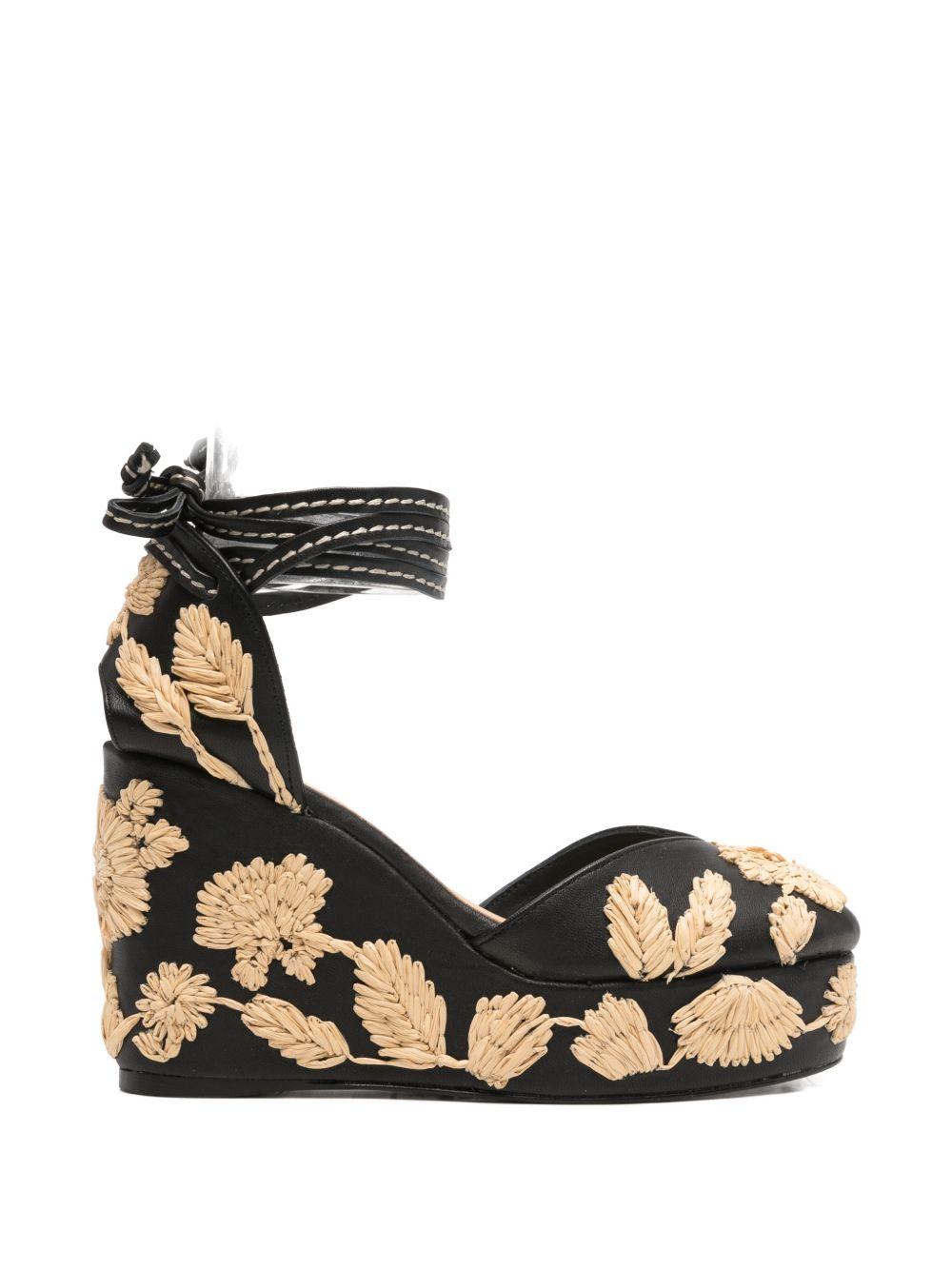 CASTANER Zeppe nere con ricamo floreale 