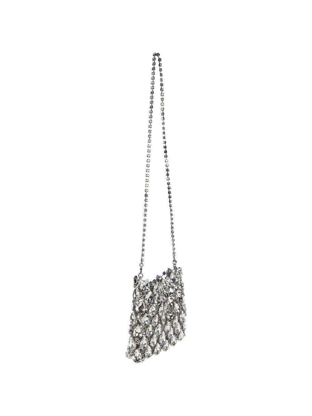 SELF PORTRAIT Borsa a tracolla con strass argento 