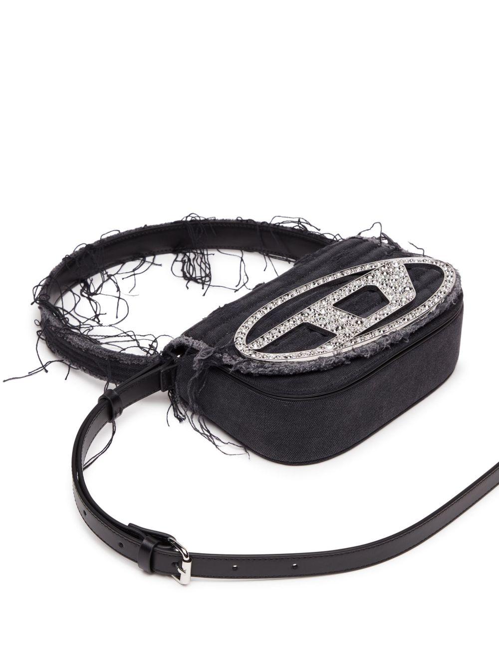 DIESEL Borsa a spalla destroyed con dettagli in strass 
