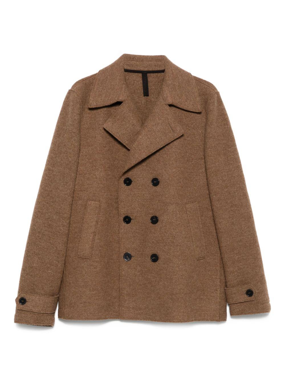 HARRIS WHARF LONDON Cappotto corto doppiopetto in lana marrone 