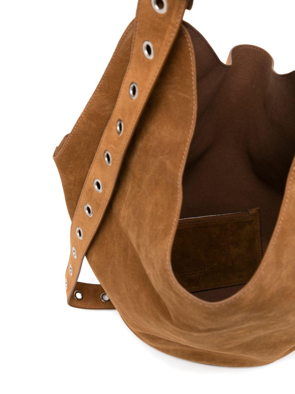 DONDUP Borsa a spalla Big Hobo in camoscio marrone 