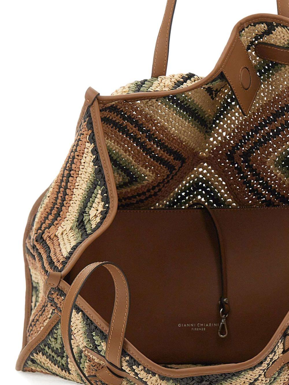GIANNI CHIARINI Borsa shopping Marcella con stampa marrone 