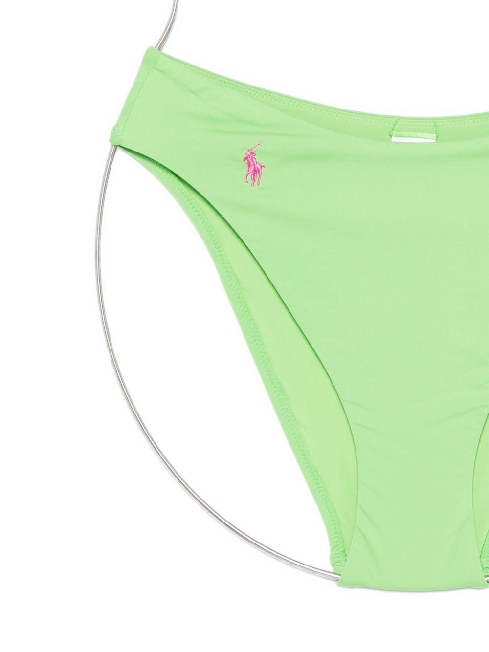 POLO RALPH LAUREN Slip bikini mare sgambato con logo verde acido 