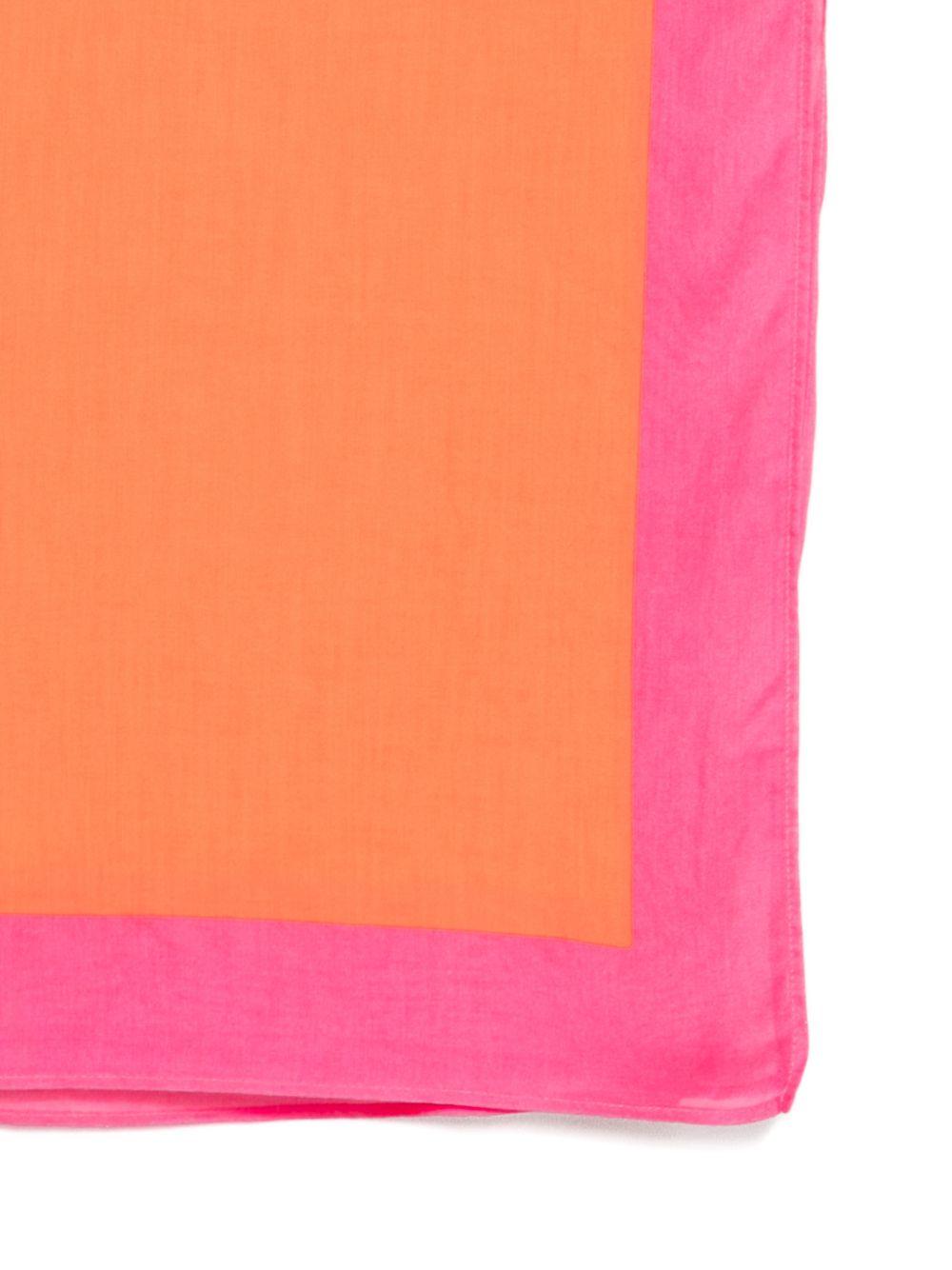 POLO RALPH LAUREN Pareo in misto cotone arancione e fucsia con logo 