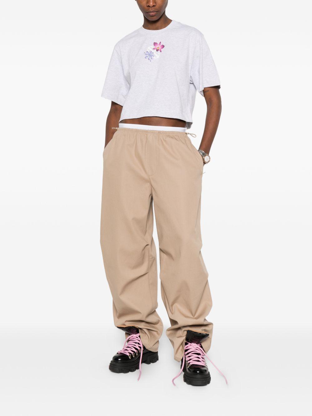 OFF WHITE T-shirt con stampa floreale in cotone grigio 
