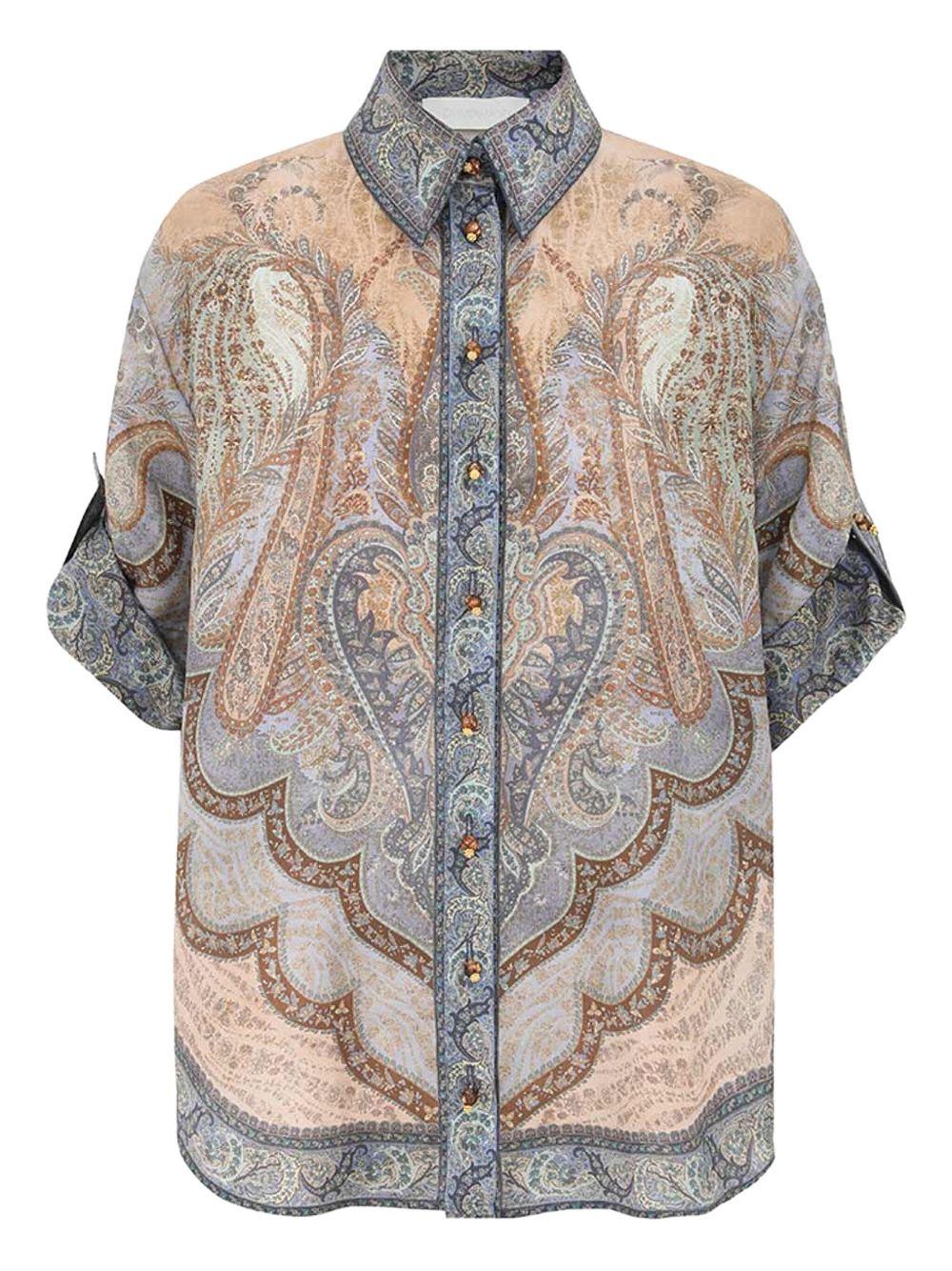 ZIMMERMANN Camicia a maniche corte in seta 