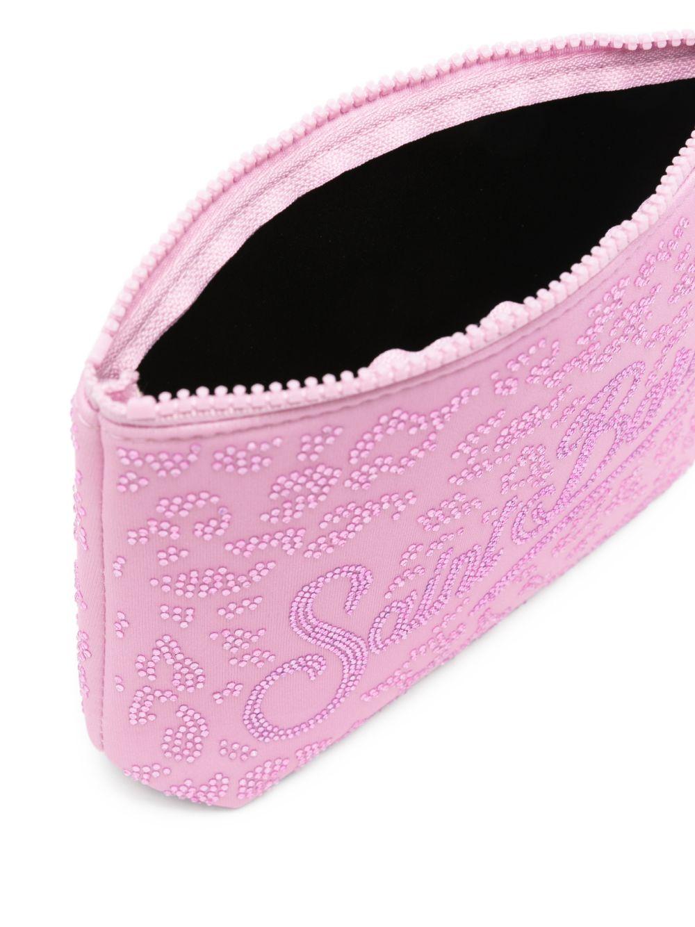MC2 SAINT BARTH Pochette Aline Strass con logo maculato rosa 