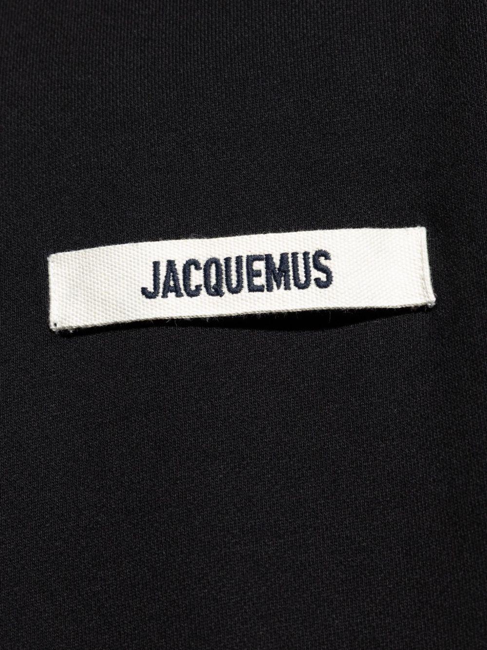 JACQUEMUS Felpa con cappuccio nera in cotone con logo Jacquemus 