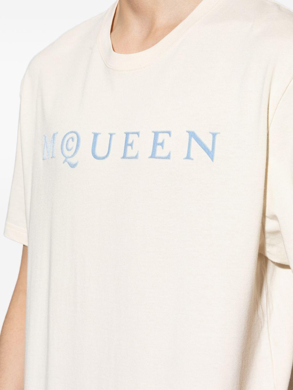ALEXANDER McQUEEN T-shirt in cotone avorio con logo 