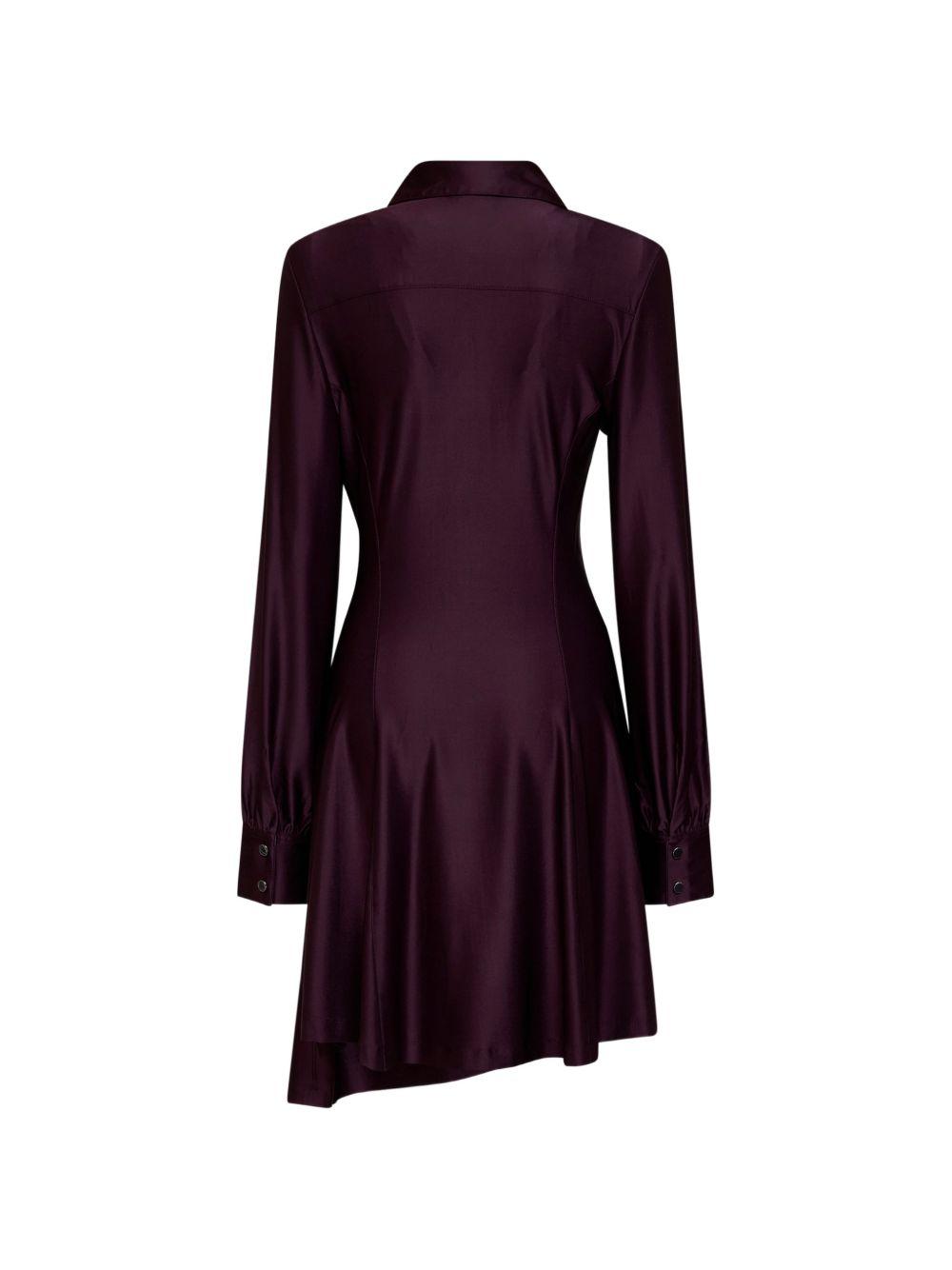 RABANNE Abito camicia asimmetrico drappeggiato viola melanzana 