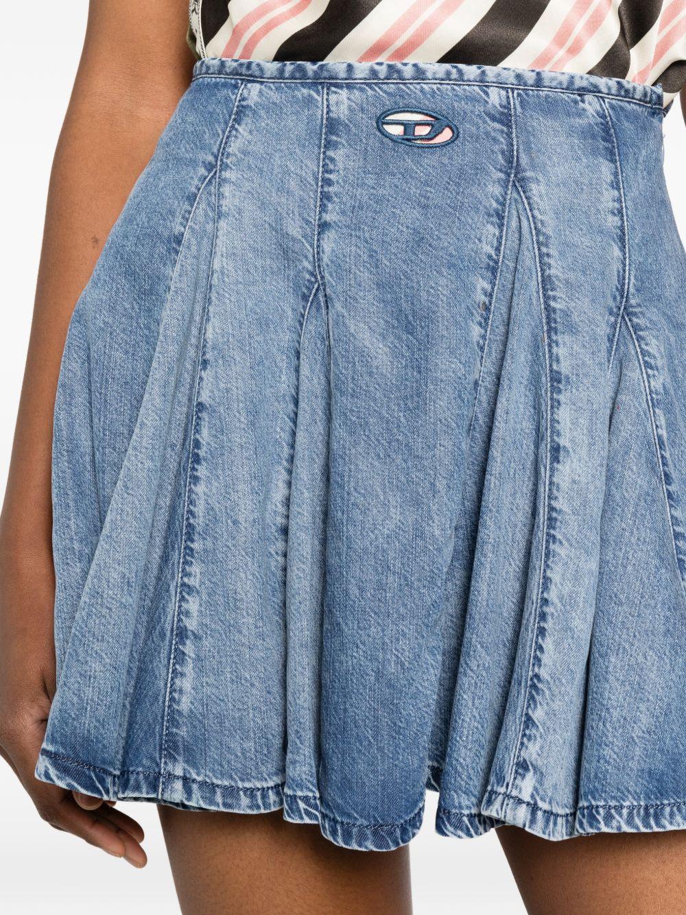 DIESEL Mini gonna a pieghe in cotone blu denim 