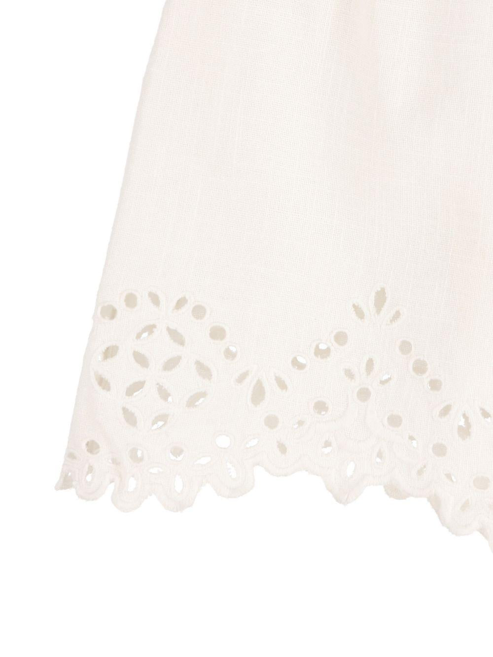 MARANT ETOILE Minigonna bianca con bordo a occhielli e orlo smerlato 