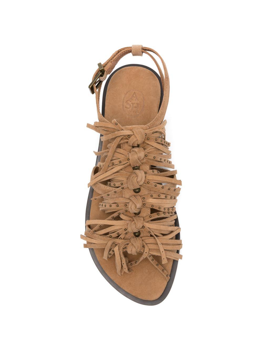 ASH Sandali bassi Panic in suede beige con frange 
