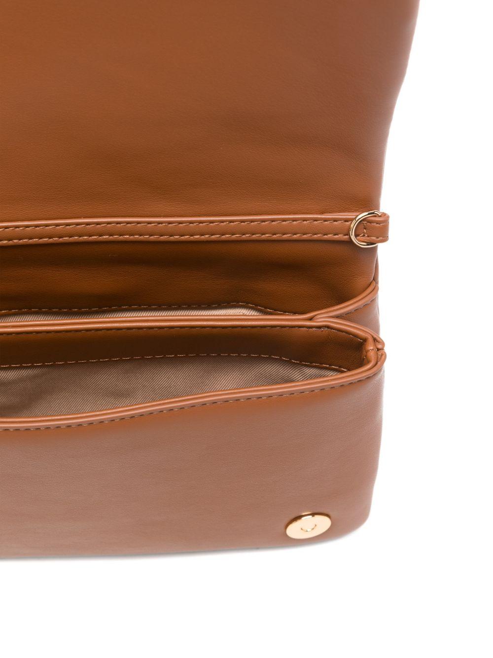 LOVE MOSCHINO Borsa marrone trapuntata con placca logo 