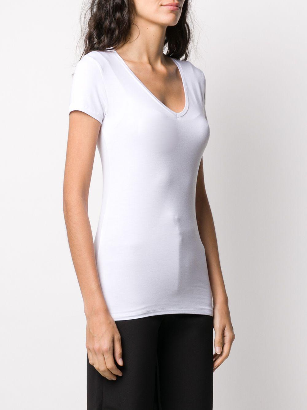 MAJESTIC FILATURES T-shirt a maniche corte con scollo a V bianco 