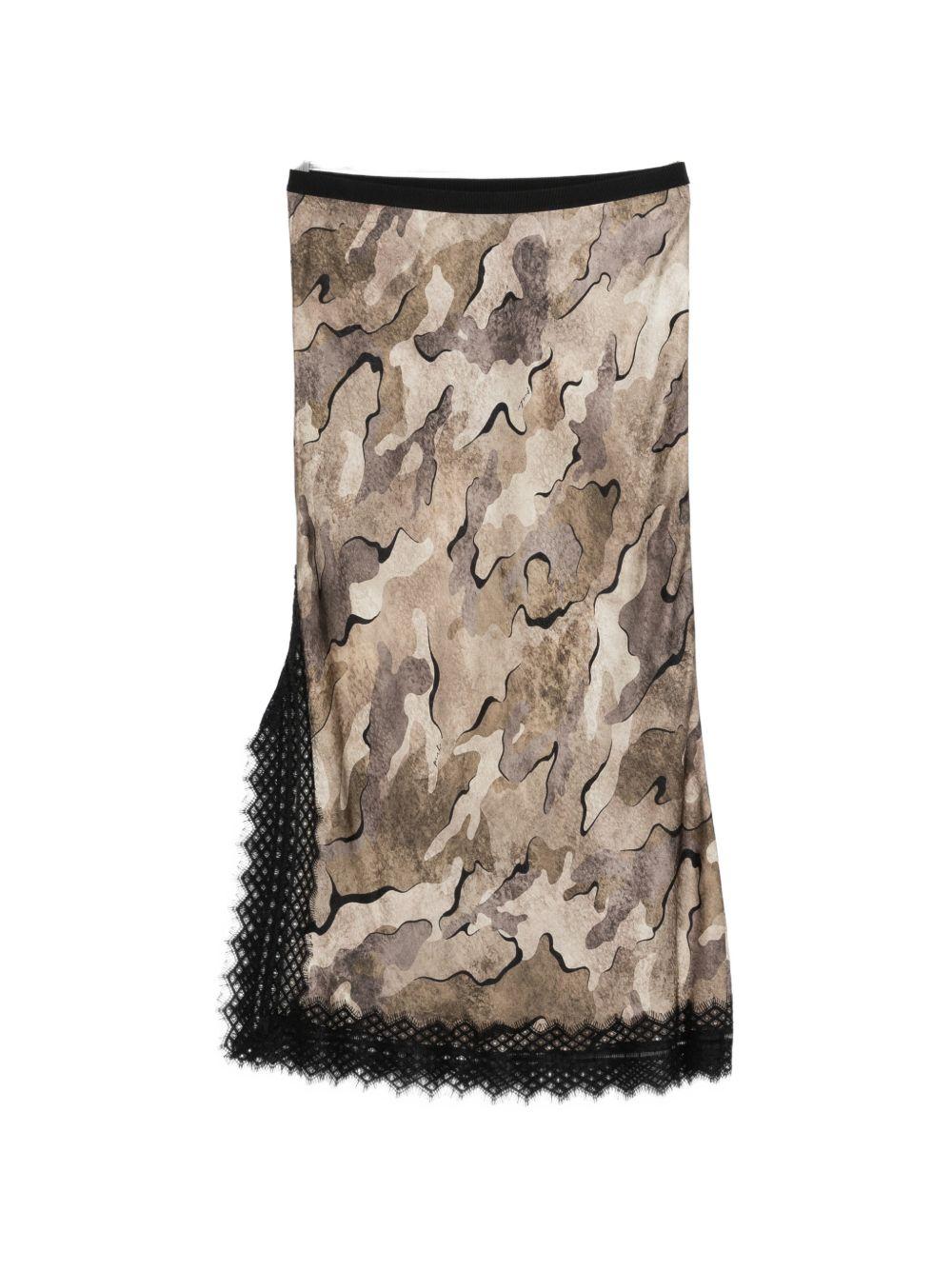 PINKO Gonna longuette Ambrato con dettagli in pizzo nero 