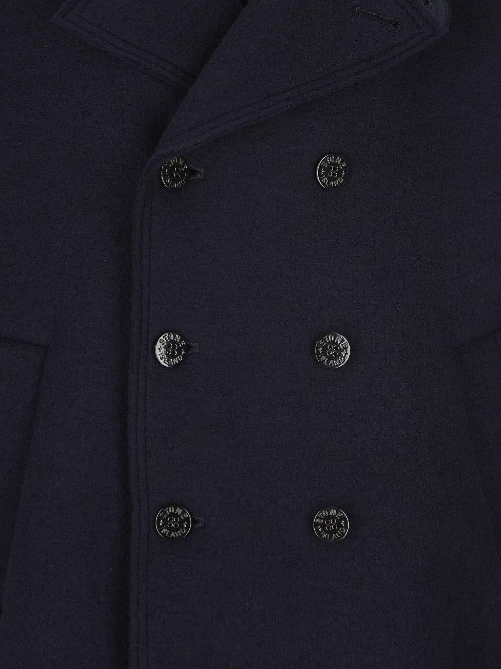 STONE ISLAND Cappotto corto doppiopetto blu navy 