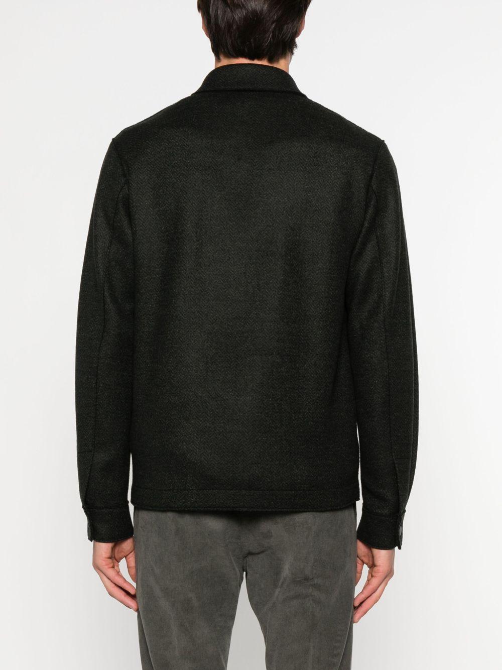 HARRIS WHARF LONDON Cappotto corto in lana verde con tasche 