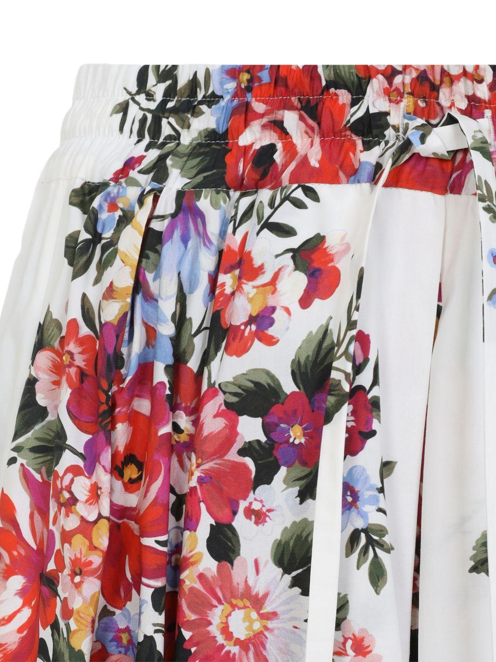 DOLCE e GABBANA Gonna midi in cotone bianco con stampa floreale 