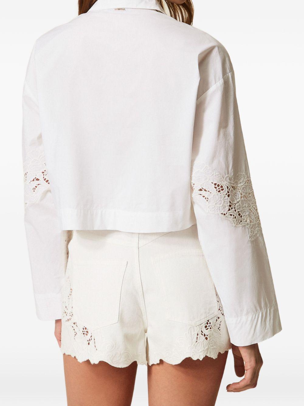 TWINSET Camicia in cotone bianco con ricami 