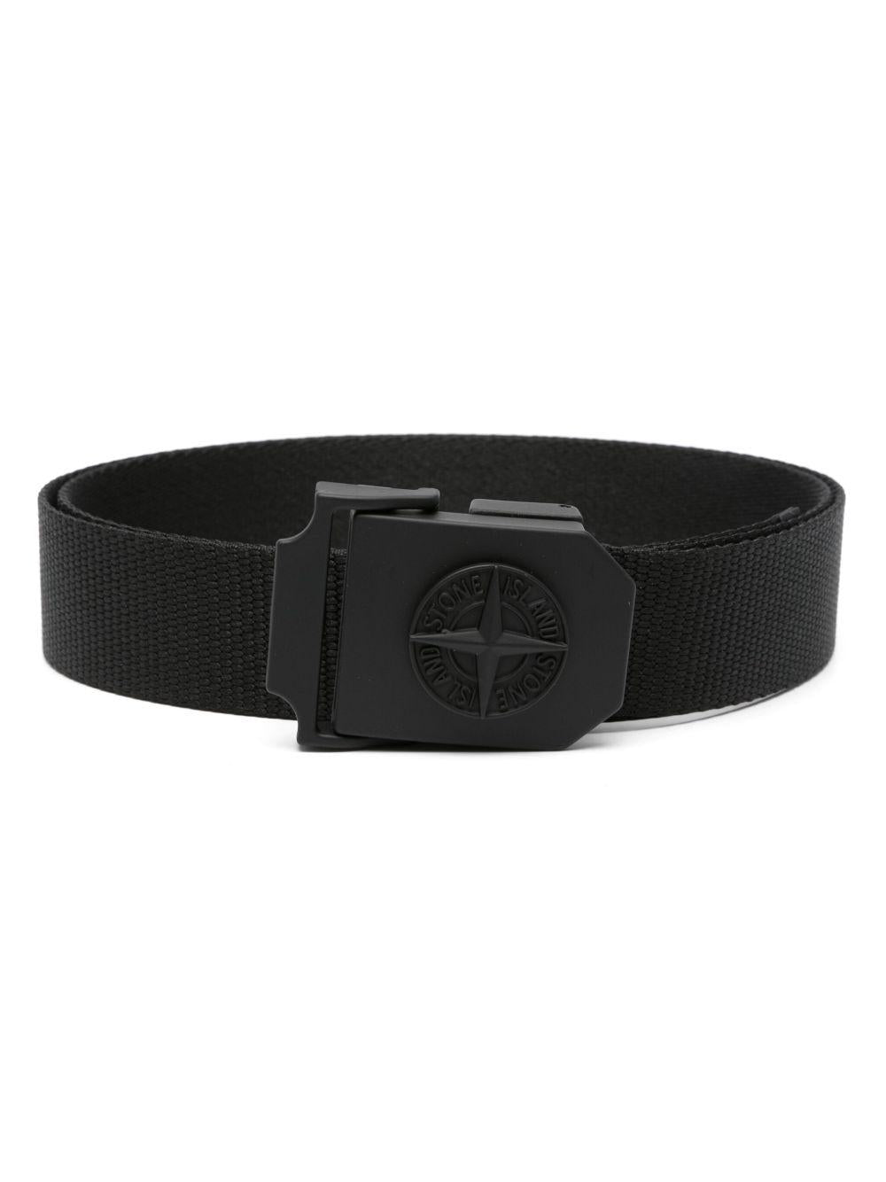 STONE ISLAND Cintura nera in ecopelle con fibbia 
