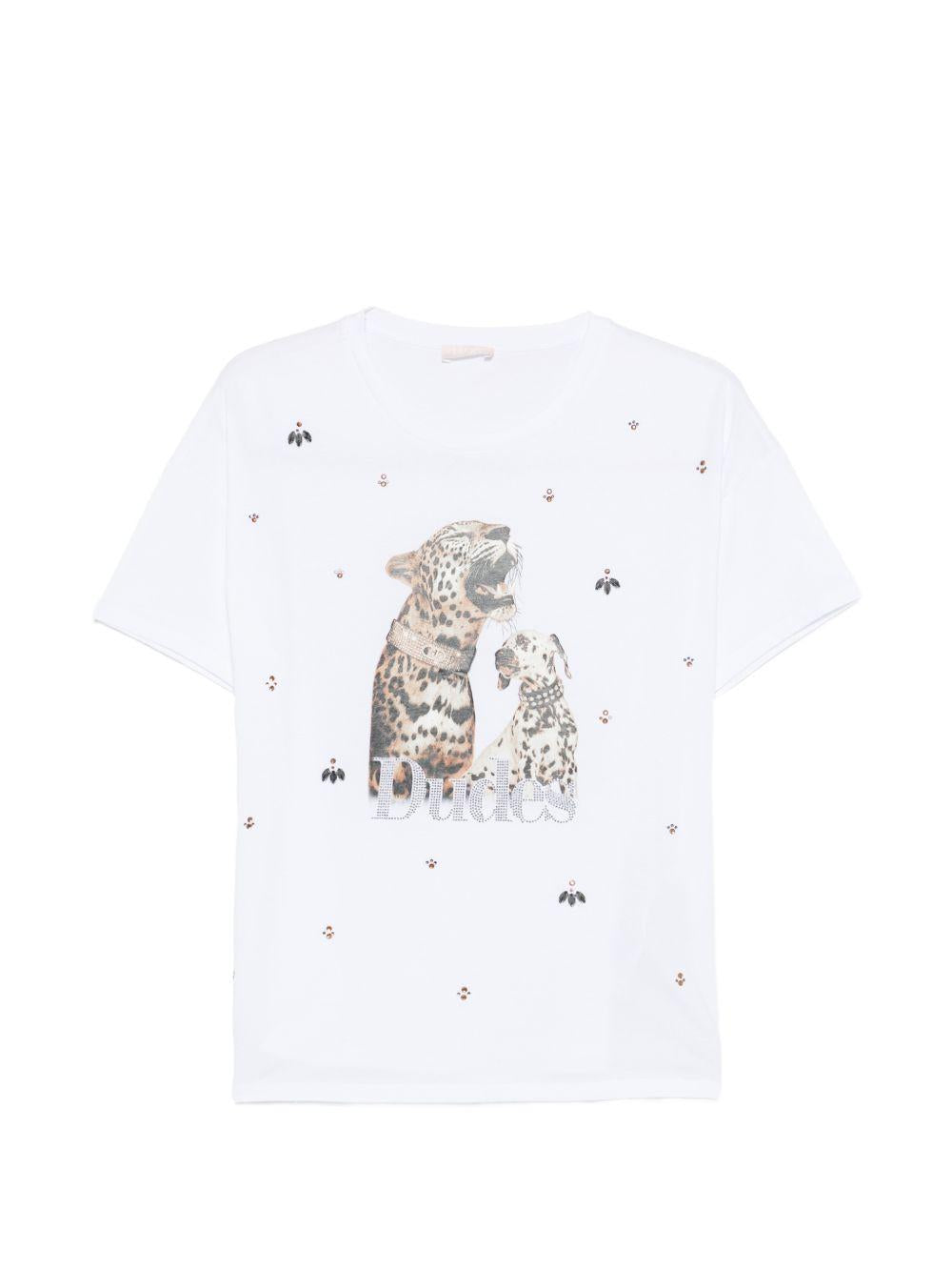 LIUJO T-shirt in cotone nero con stampa 