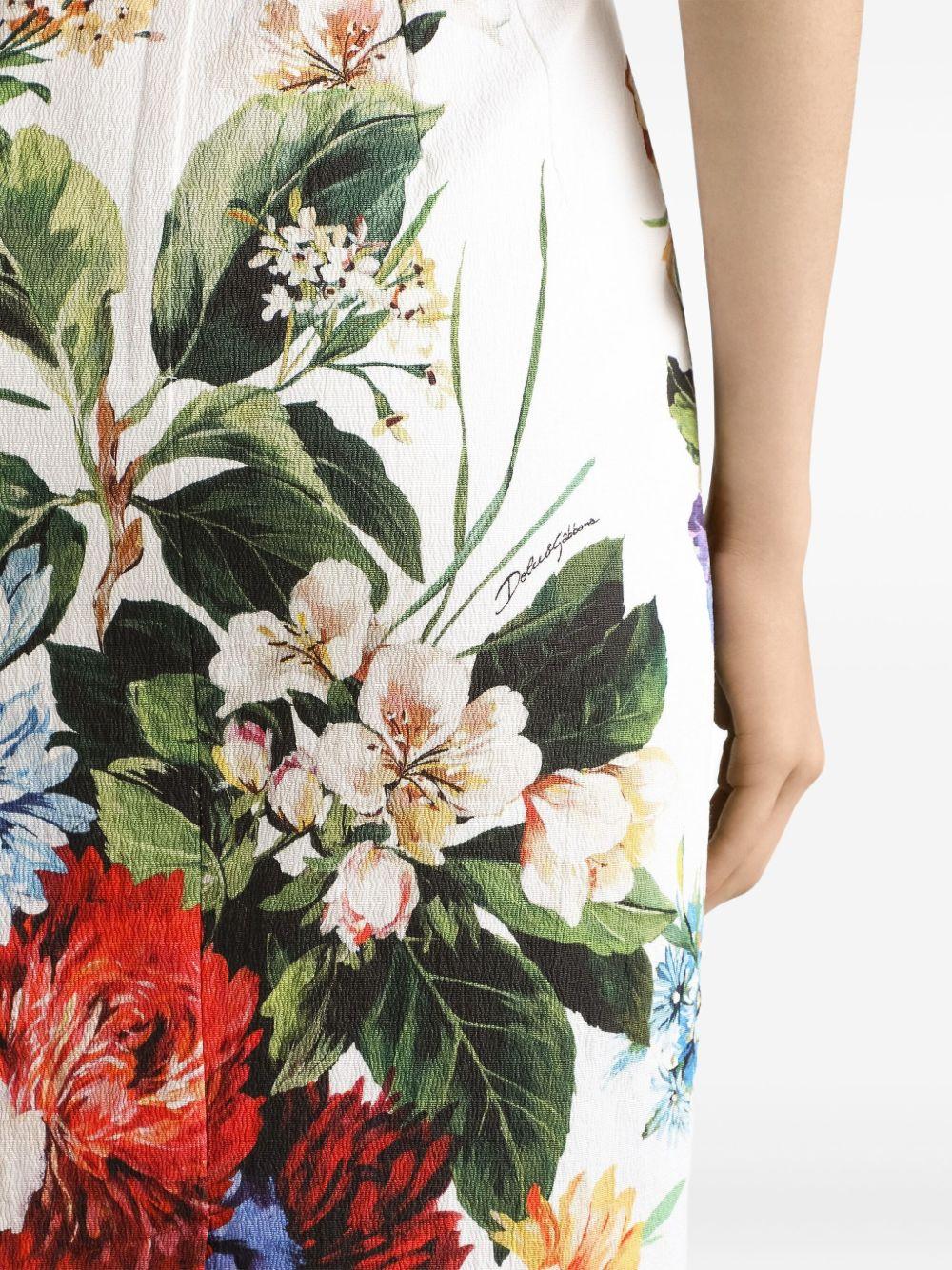 DOLCE e GABBANA Abito midi in cretonne stampa bouquet 