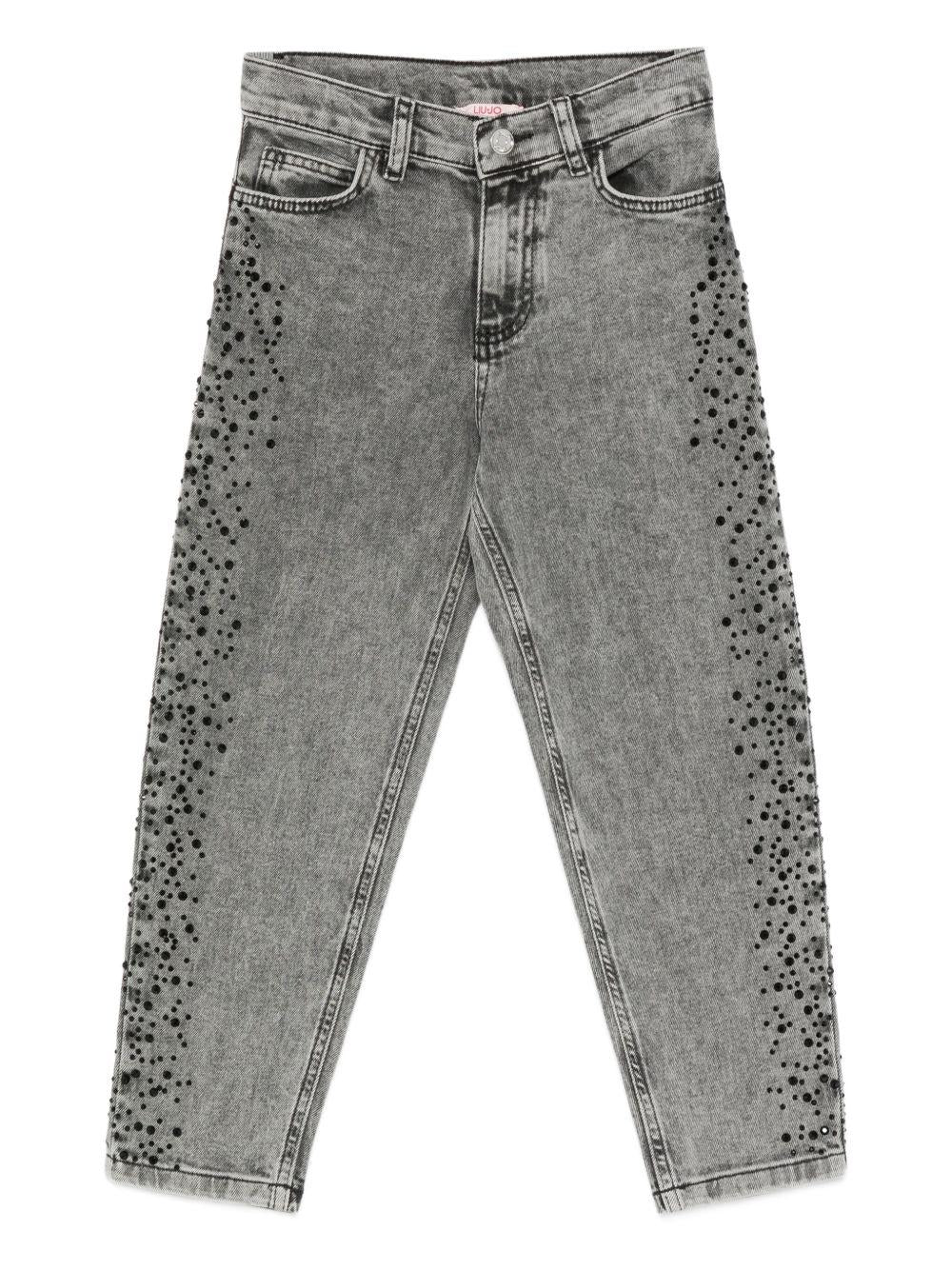 LIUJO Jeans grigi con strass 