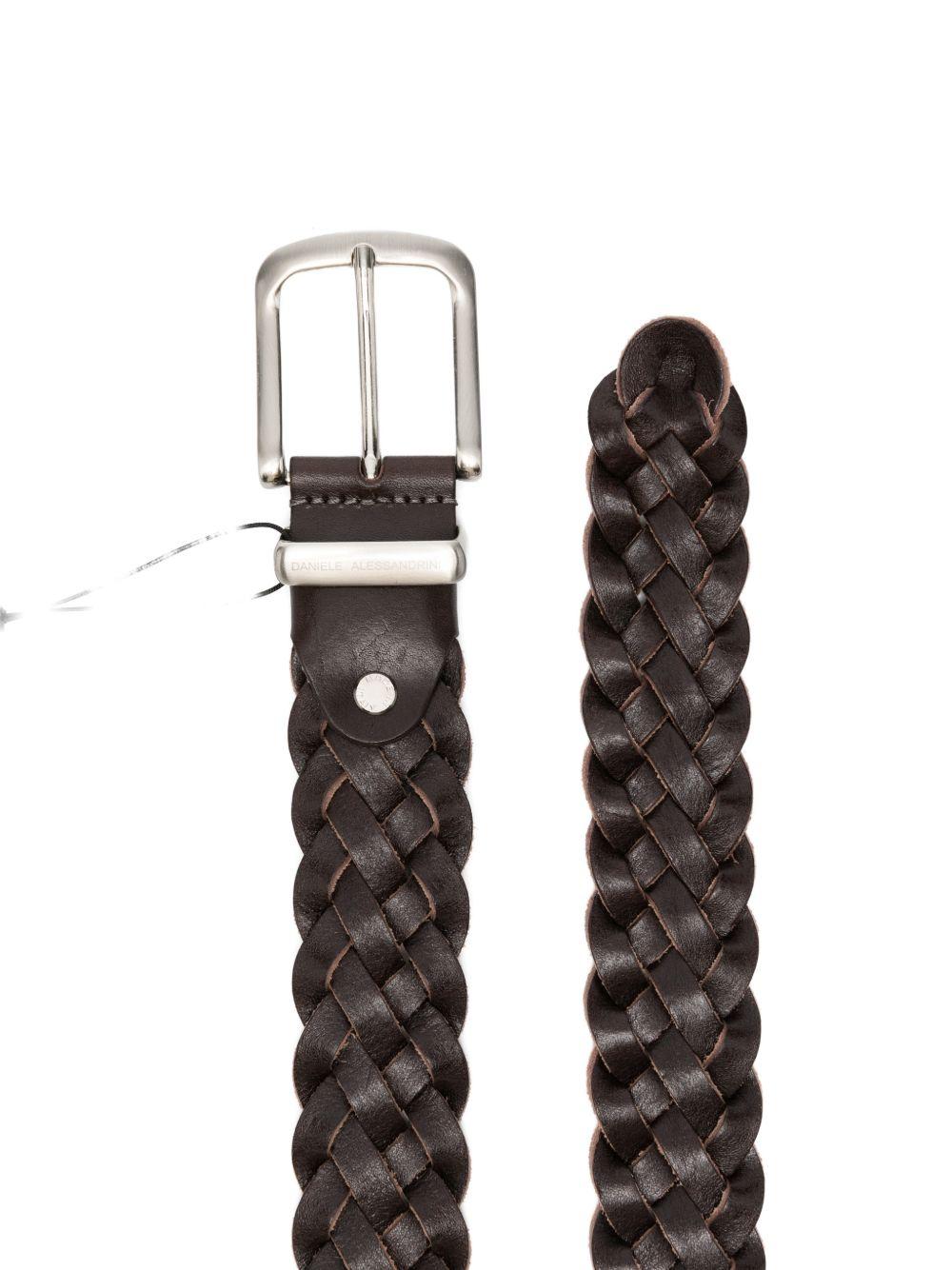DANIELE ALESSANDRINI Cintura in pelle intrecciata con dettagli argento 
