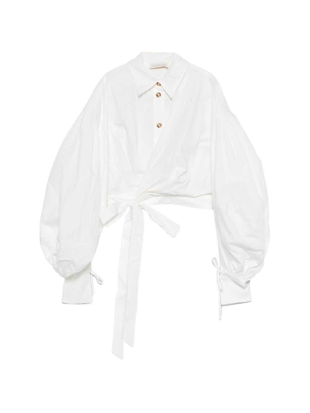 ZIMMERMANN Camicia avorio 'Rebellion' con maniche a palloncino 