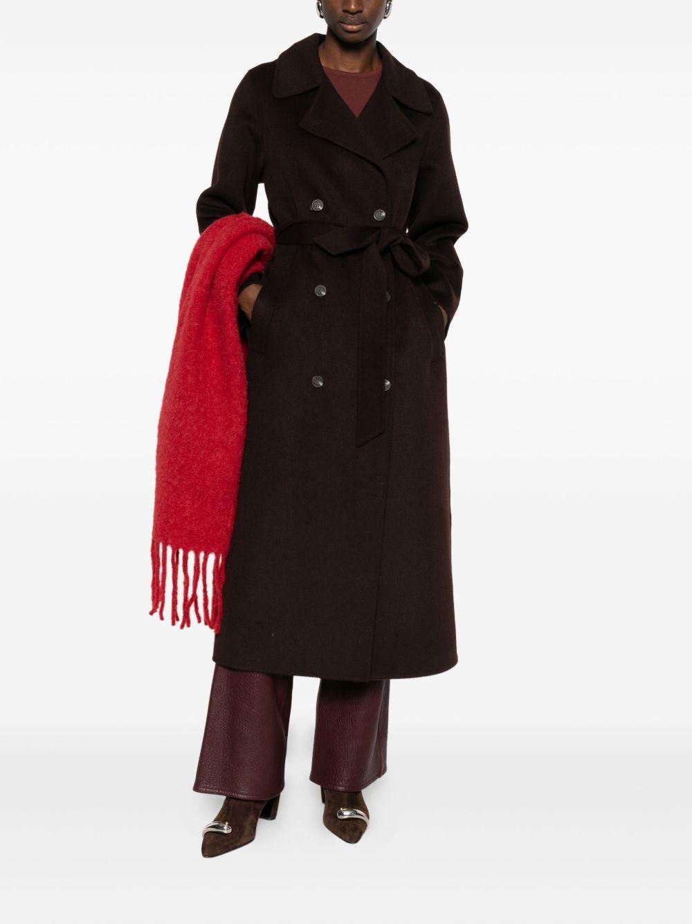 YERSE Cappotto lungo doppiopetto con cintura 