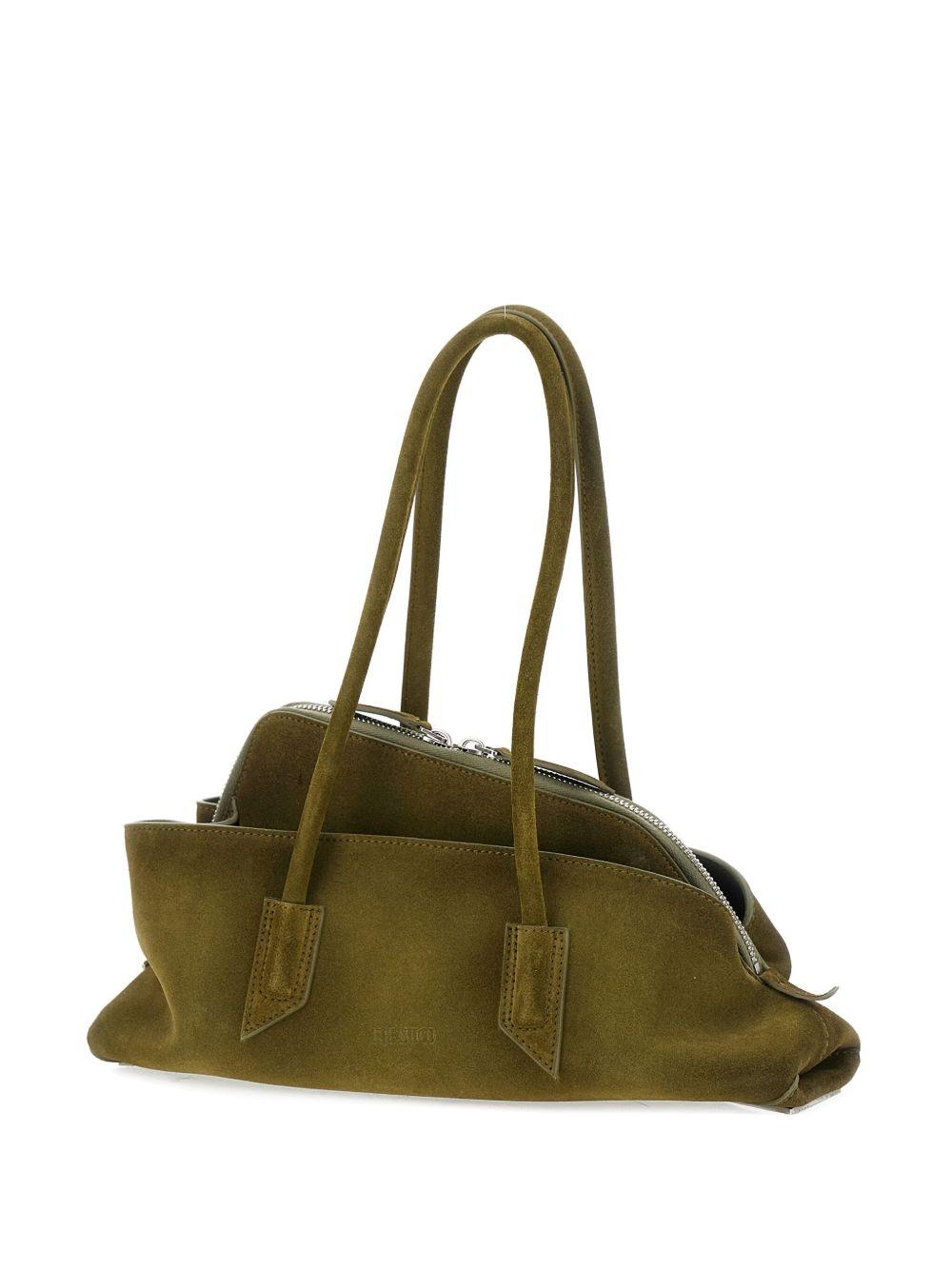 THE ATTICO Borsa a spalla La Passeggiata Small in suede verde oliva 