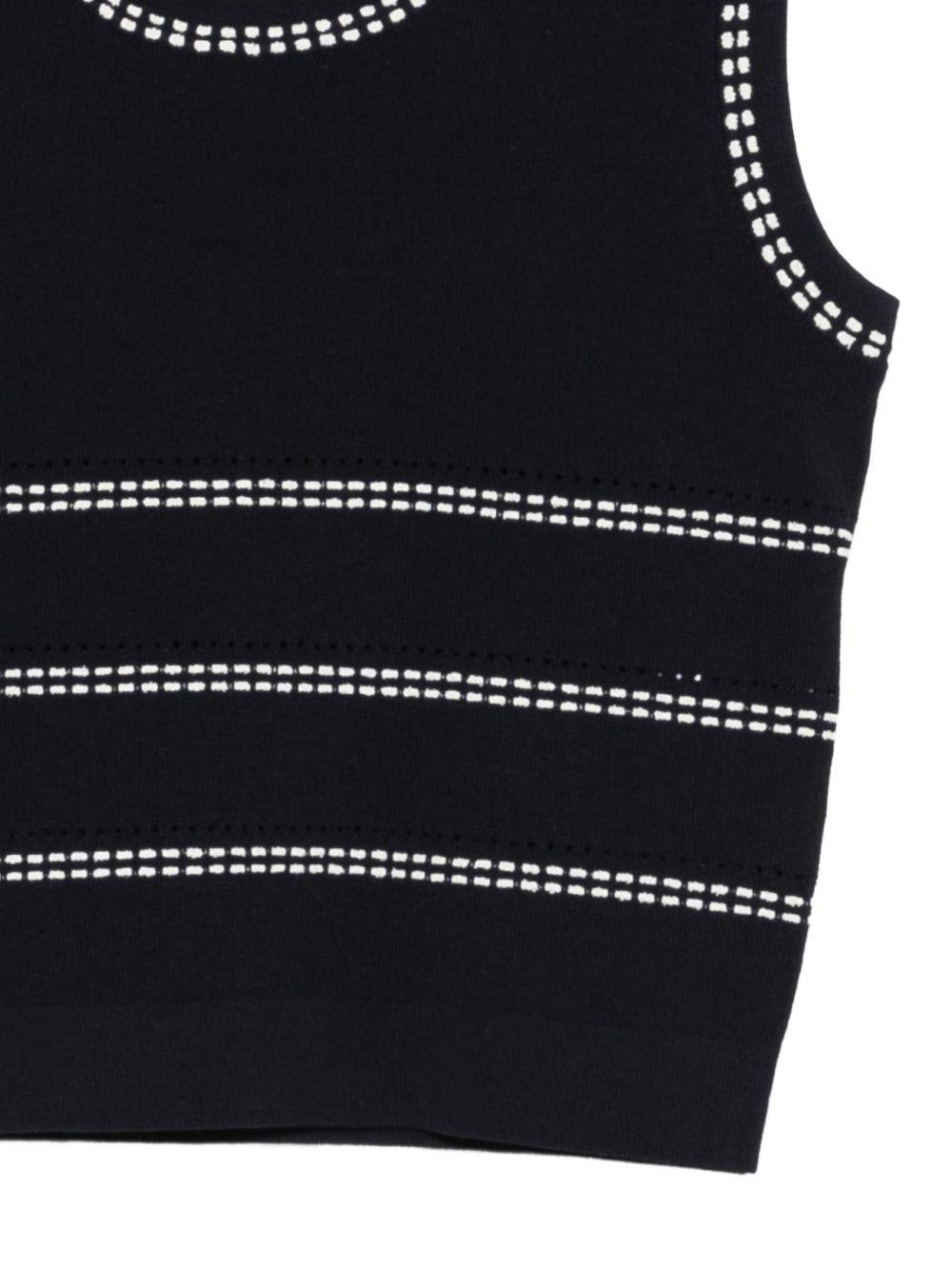 LIUJO Gilet blu con dettagli cuciture bianche 