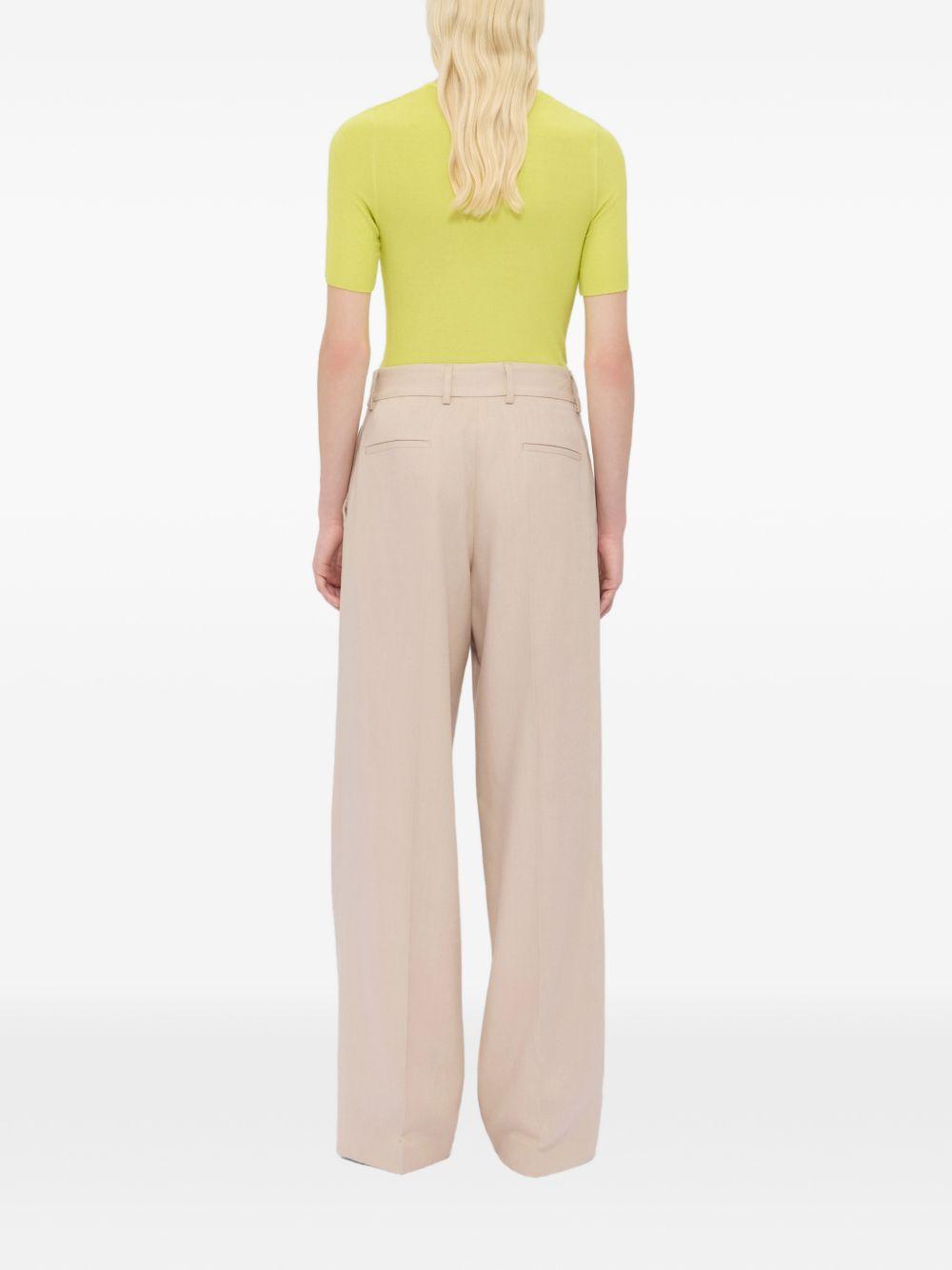 MSGM Pantaloni a gamba larga in cotone beige 