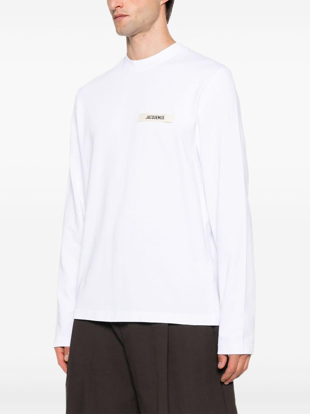 JACQUEMUS T-shirt Gros Grain bianca a maniche lunghe 