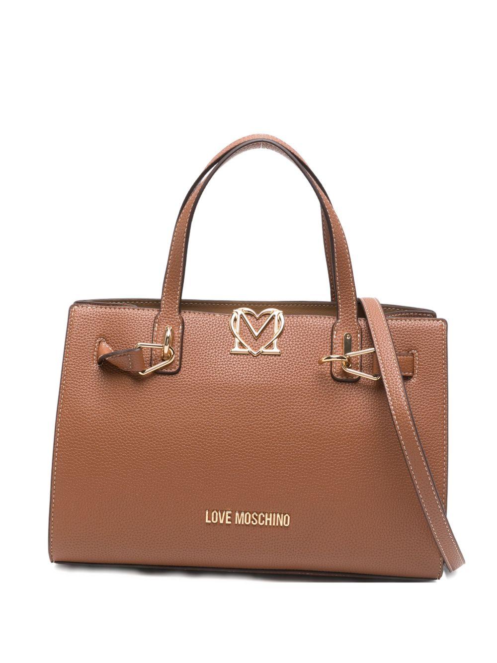 LOVE MOSCHINO Borsa a mano marrone in ecopelle con tracolla 