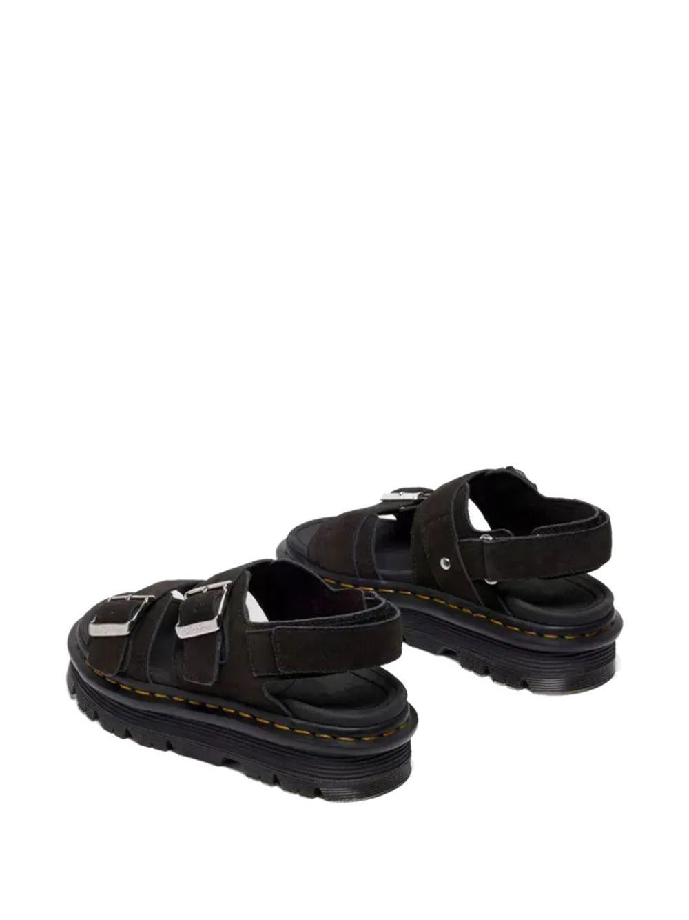 DR MARTENS Sandali Zebzag neri con fibbie e cuciture a contrasto 