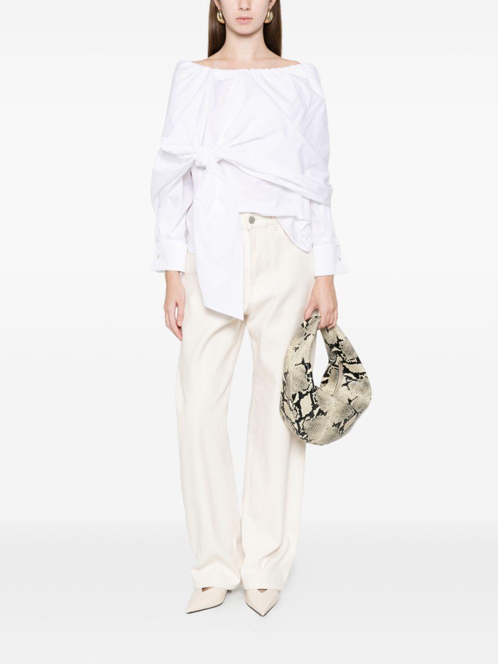 MAX MARA Camicia Curvone in cotone bianco con fiocco 